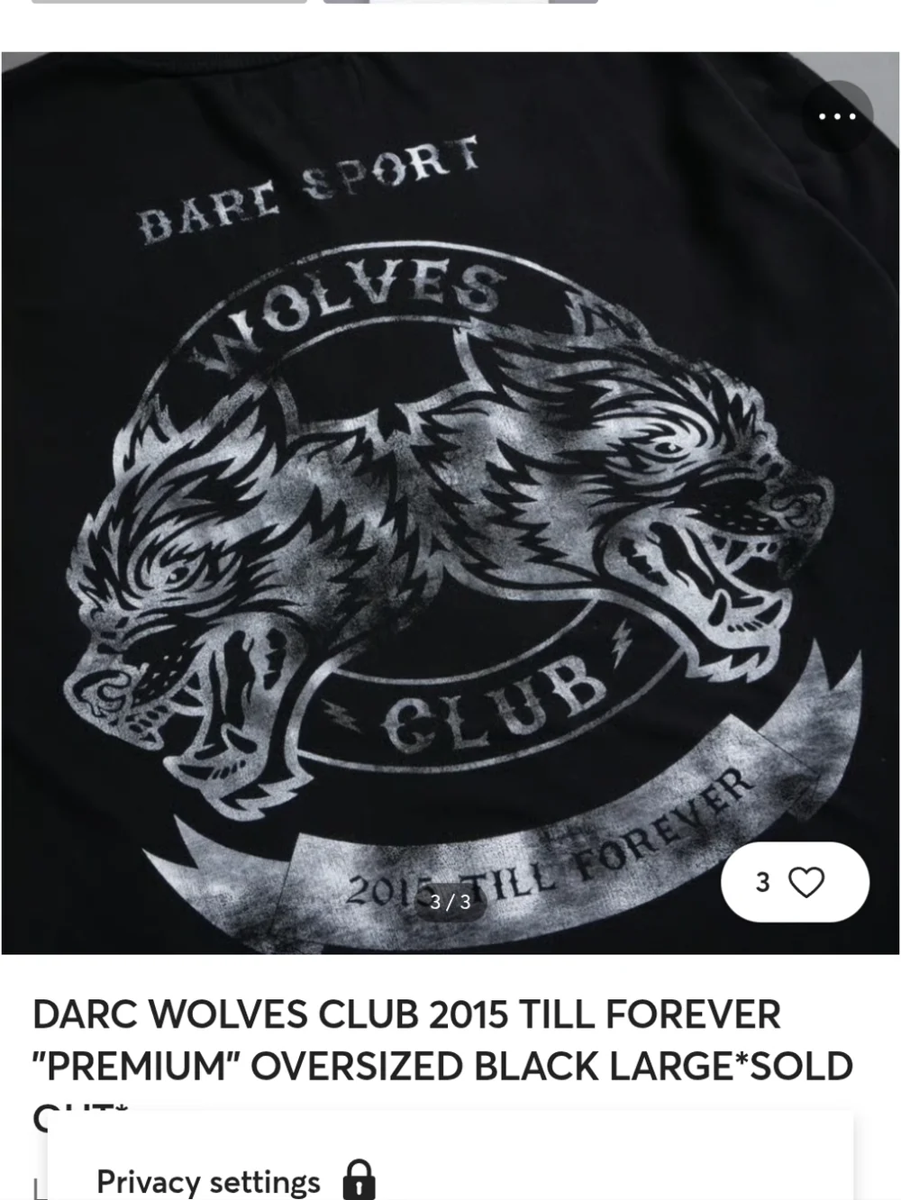 DARC WOLVES CLUB 2015 TILL FOREVER "PREMIUM" OVERSIZED- L - Picture 4 of 4